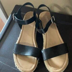 Black Platform Sandals-Size 10